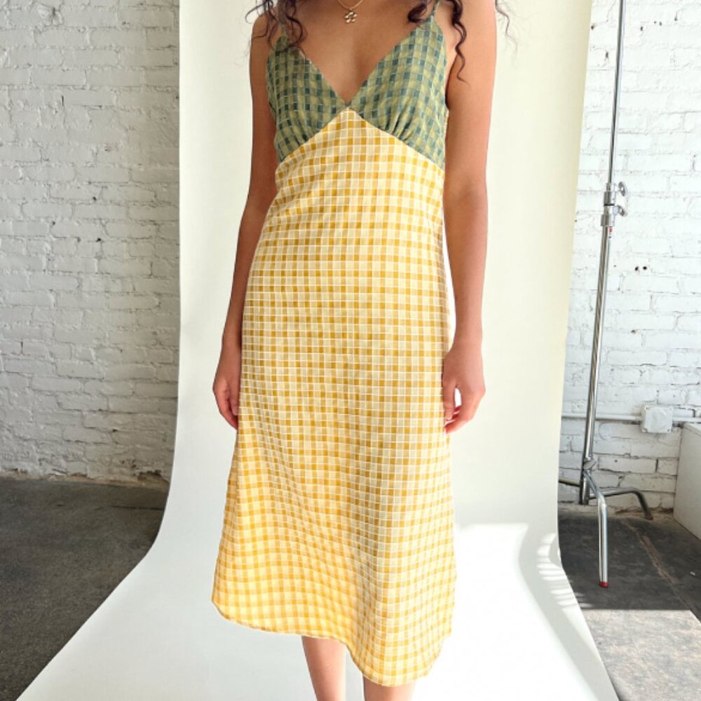 Lisa Says Gah Yellow/Green Gingham Dress